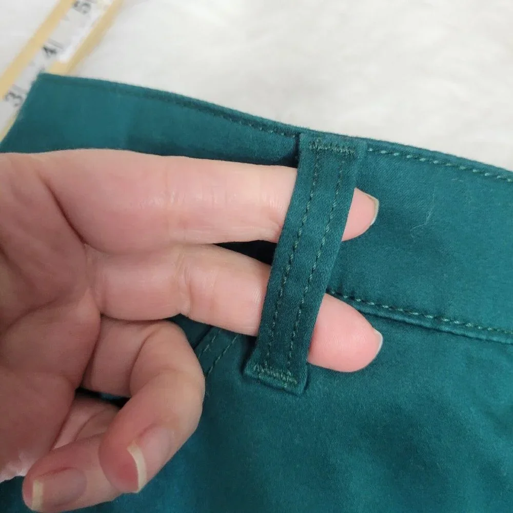 Chico's 1.5 Girlfriend Slim Leg Ankle 10 Turquoise Pants Cropped High Rise - Picture 12 of 13